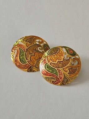 VINTAGE Edgar Berebi Round Filigree Gold-Tone Button Earrings